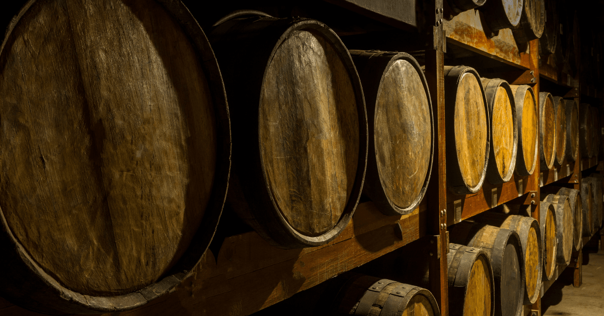 Rum ageing in casks