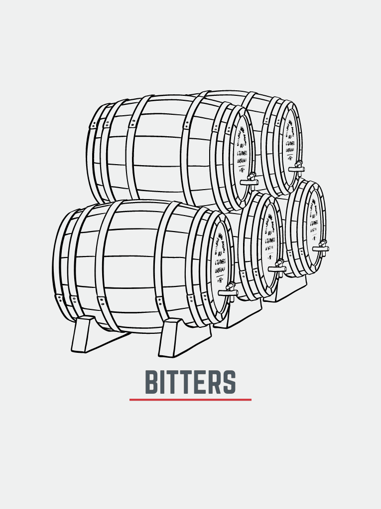 Graphic of 5 ex bitters casks