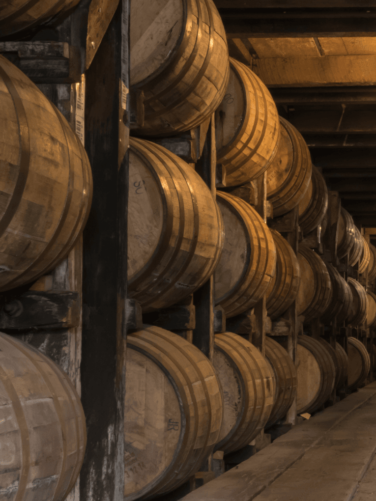 Bourbon Barrels Ageing in a Rickhouse