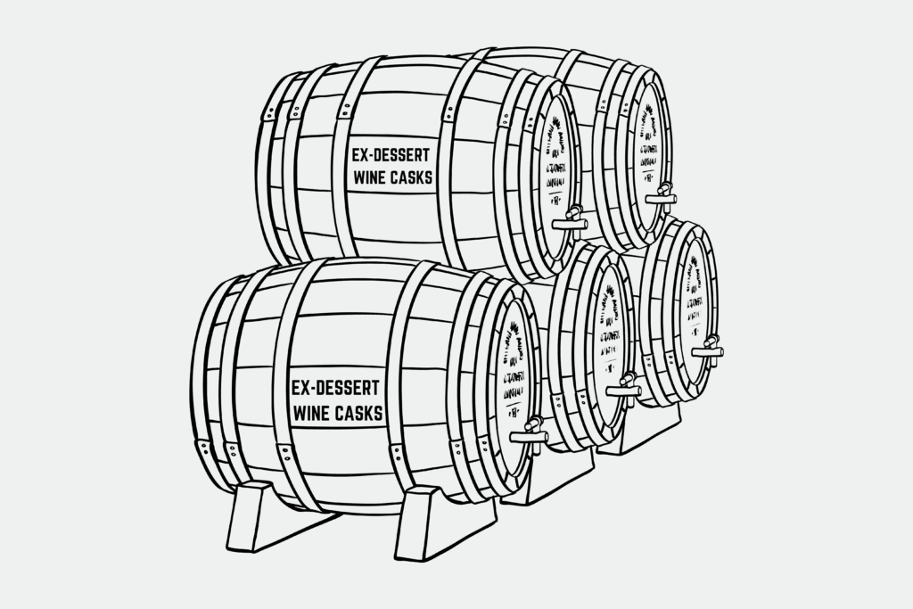 Graphic of 5 ex-dessert wine casks