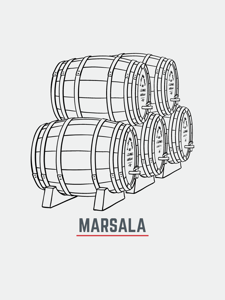 Graphic of 5 ex marsala casks