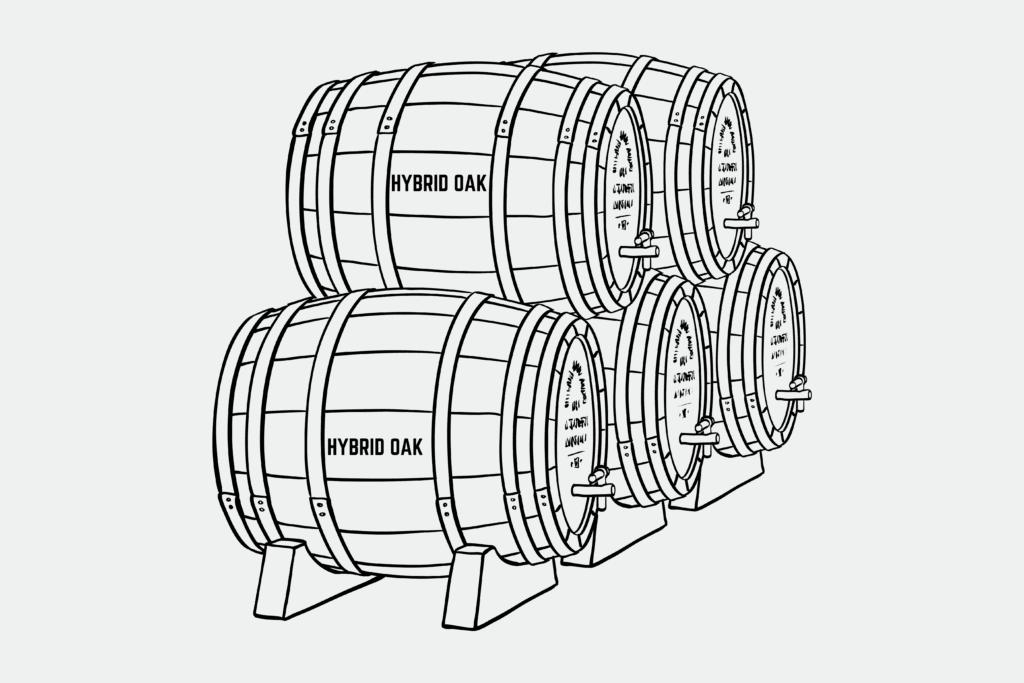 Graphic of 5 hybrid oak casks